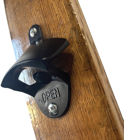 Bottle Opener Made from Reclaimed Kentucky Bourbon Barrel Stave (BOURBON BARREL BROWN / BLACK)